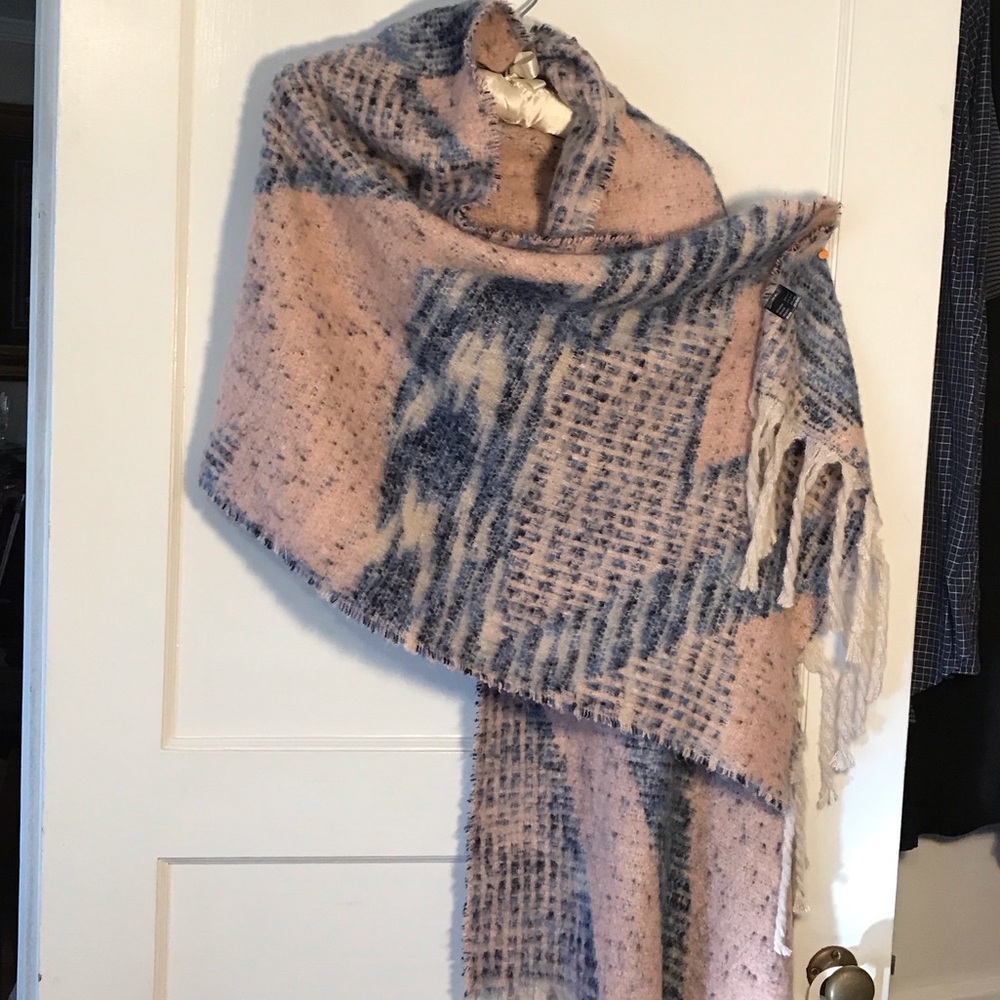 Pink and Blue Patterned Scarf